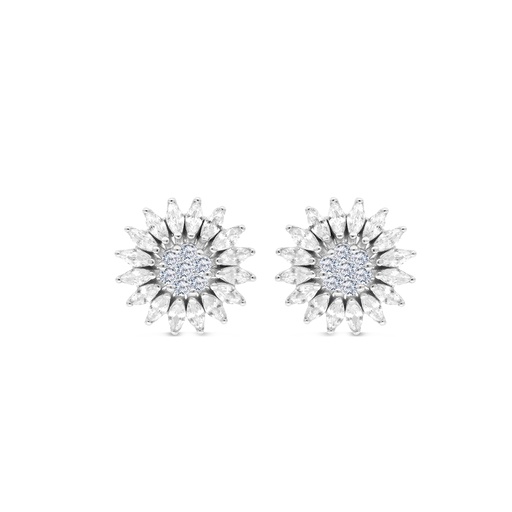 [EAR01WCZ00000B618] Sterling Silver 925 Earring Rhodium Plated And White CZ