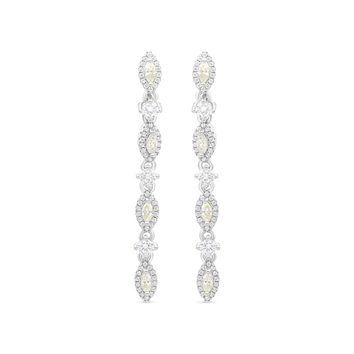 [EAR01CIT00WCZB643] Sterling Silver 925 Earring Rhodium Plated Embedded With Yellow Zircon And White CZ