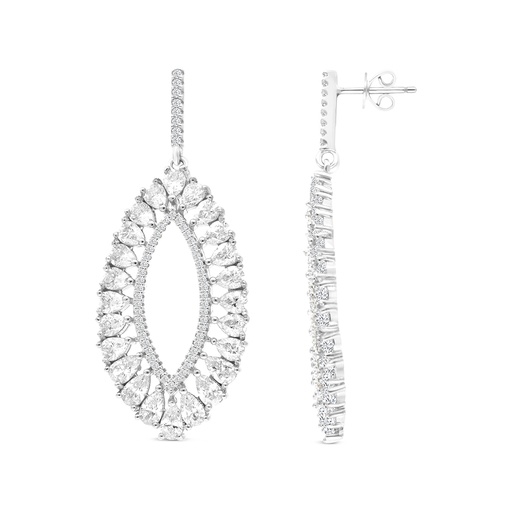 [EAR01CIT00WCZB649] Sterling Silver 925 Earring Rhodium Plated Embedded With Yellow Zircon And White CZ