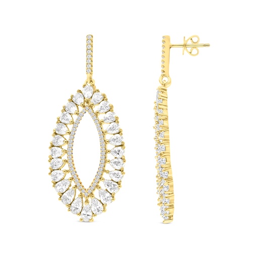 [EAR02CIT00WCZB649] Sterling Silver 925 Earring Gold Plated With Yellow Zircon And White CZ