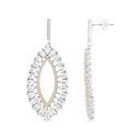 Sterling Silver 925 Earring Rhodium And Gold Plated With  Yellow Zircon And White CZ