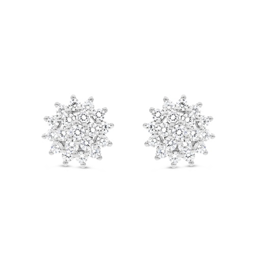 [EAR01WCZ00000B667] Sterling Silver 925 Earring Rhodium Plated And White CZ
