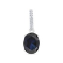 Sterling Silver 925 Pendant Rhodium Plated Embedded With Sapphire CorundumAnd White CZ