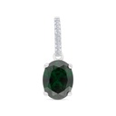 Sterling Silver 925 Pendant Rhodium Plated Embedded With Emerald And White CZ