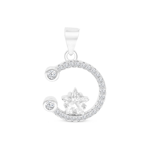 [PND01WCZ00000A770] Sterling Silver 925 Pendant Rhodium Plated And White CZ