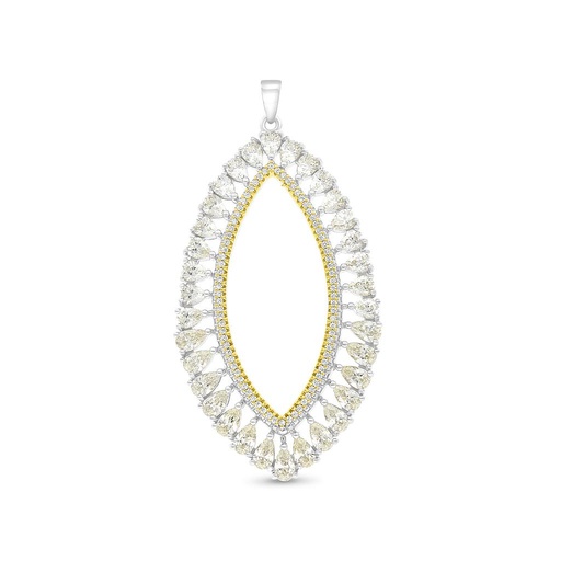 [PND28CIT00WCZB805] Sterling Silver 925 Pendant Rhodium And Gold Plated With Yellow Zircon And White CZ