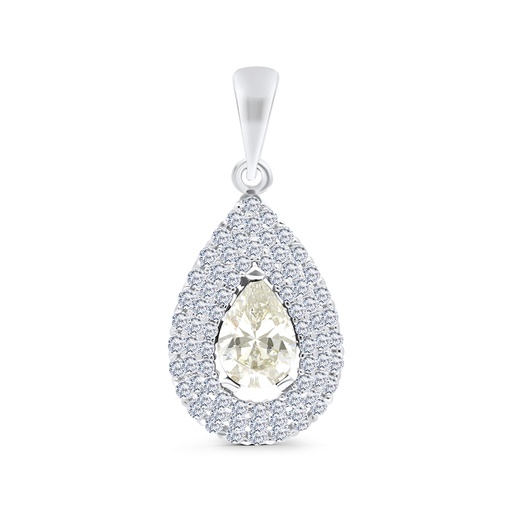[PND01CIT00WCZA808] Sterling Silver 925 Pendant Rhodium Plated Embedded With Yellow Zircon And White CZ