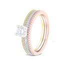 Sterling Silver 925 Ring Rhodium And Gold And Rose Gold Plated And White CZ