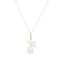Sterling Silver 925 Necklace Rhodium And Gold Plated Embedded With Yellow Zircon And White CZ