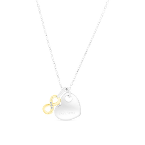 [NCL28WCZ00000A616] Sterling Silver 925 Necklace Rhodium And Gold Plated And White CZ