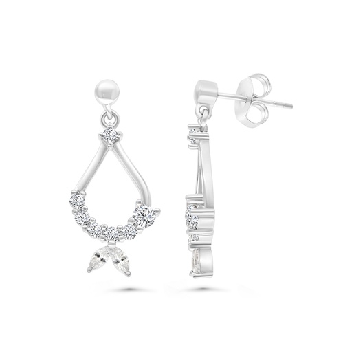 [EAR01WCZ00000B453] Sterling Silver 925 Earring Rhodium Plated And White CZ