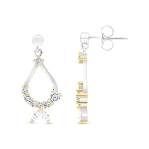 [EAR28WCZ00000B453] Sterling Silver 925 Earring Rhodium And Gold Plated Embedded With White CZ