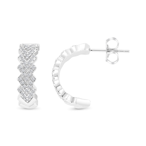 [EAR01WCZ00000B483] Sterling Silver 925 Earring Rhodium Plated And White CZ