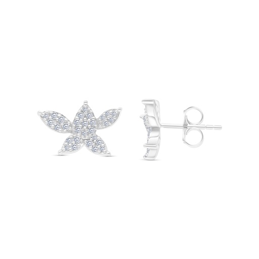 [EAR01WCZ00000B503] Sterling Silver 925 Earring Rhodium Plated And White CZ