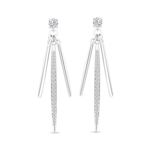 [EAR01WCZ00000B516] Sterling Silver 925 Earring Rhodium Plated And White CZ
