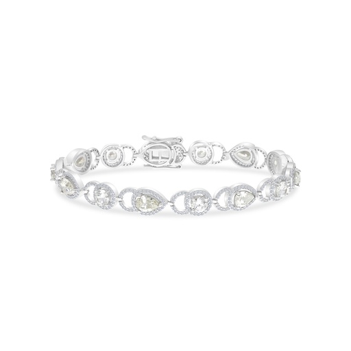 [BRC01CIT00WCZA790] Sterling Silver 925 Bracelet Rhodium Plated Embedded With Yellow Zircon And White CZ