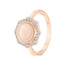Sterling Silver 925 ring Rose Gold Plated shell pink Pearl And White CZ
