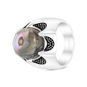 Sterling Silver 925 Ring Rhodium Plated Embedded WithWhite Blue shell For Men