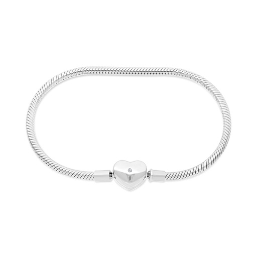 [BRC01WCZ20000A864] Sterling Silver 925 Bracelet Rhodium Plated Embedded With White CZ - 20 CM