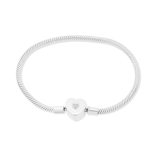 [BRC01WCZ18000A884] Sterling Silver 925 Bracelet Rhodium Plated Embedded With White CZ - 18 CM