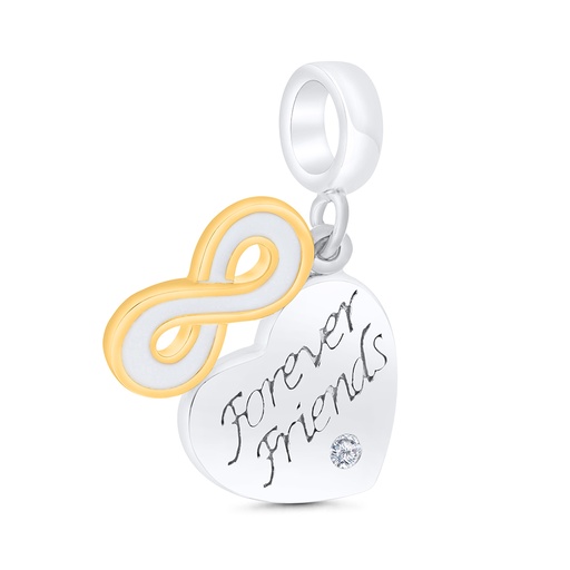 [PND28WCZ00000A834] Sterling Silver 925 Pendant Rhodium And Gold Plated Embedded With White CZ
