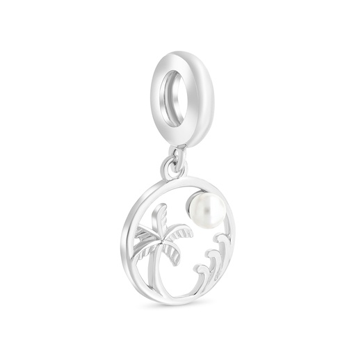 [PND01PRL00000A844] Sterling Silver 925 Pendant  Rhodium Plated Embedded With White Shell Pearl