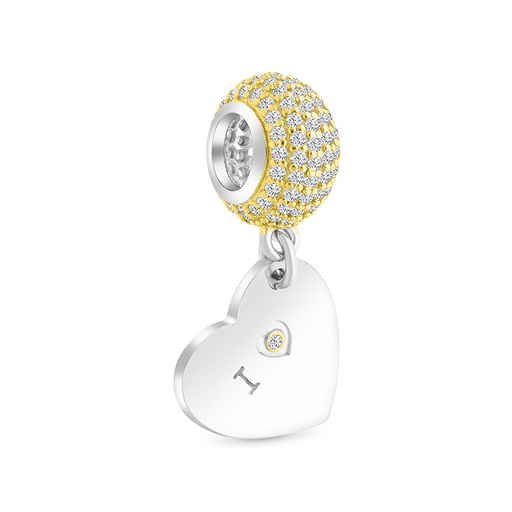 [PND28WCZ00000A853] Sterling Silver 925 Pendant Rhodium And Gold Plated Embedded With  White CZ
