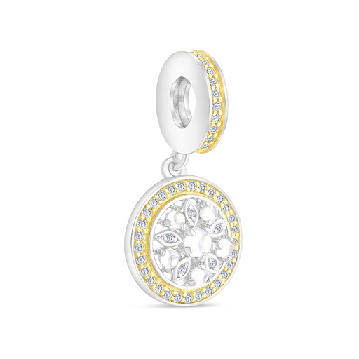[PND28WCZ00000A860] Sterling Silver 925 Pendant Rhodium And Gold Plated Embedded With White CZ