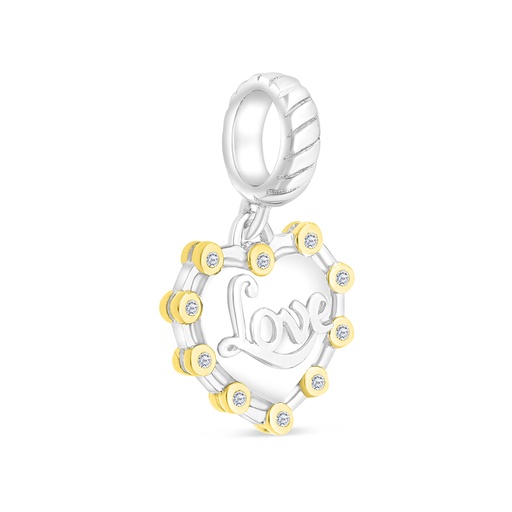 [PND28WCZ00000A864] Sterling Silver 925 Pendant Rhodium And Gold Plated Embedded With White CZ