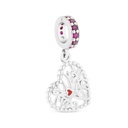Sterling Silver 925 Pendant Rhodium Plated Embedded With Ruby Corundum