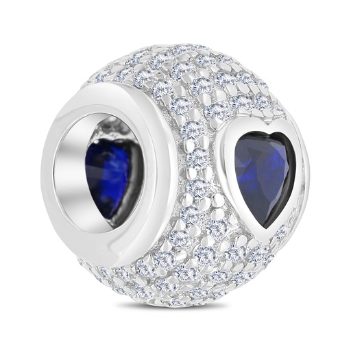 [BCB01SAP00WCZA197] Sterling Silver 925 CHARM Rhodium Plated Embedded With Sapphire Corundum And White CZ