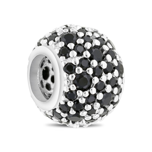 [BCB01BCZ00000A199] Sterling Silver 925 CHARM Rhodium Plated Embedded With Black CZ