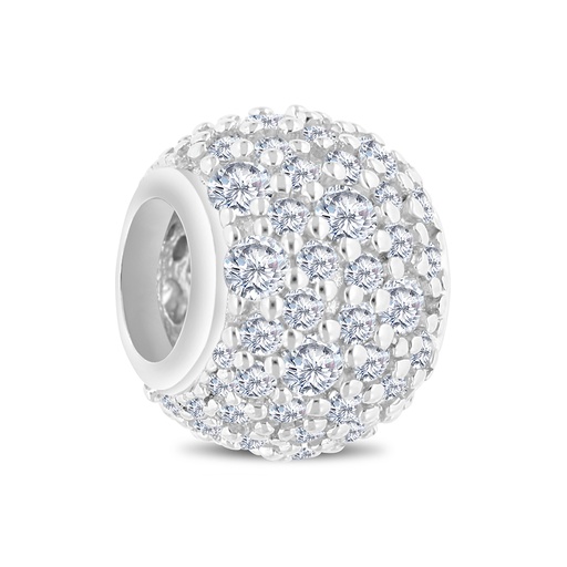 [BCB01WCZ00000A199] Sterling Silver 925 CHARM Rhodium Plated Embedded With White CZ