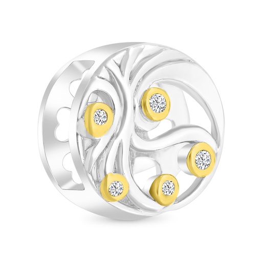 [BCB28WCZ00000A200] Sterling Silver 925 CHARM Rhodium And Gold Plated Embedded With White CZ