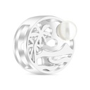 Sterling Silver 925 CHARM  Rhodium Plated Embedded With White Shell Pearl