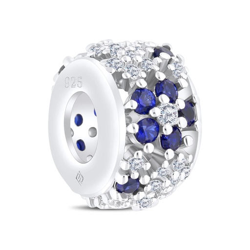 [BCB01SAP00WCZA212] Sterling Silver 925 CHARM Rhodium Plated Embedded With Sapphire Corundum And White CZ