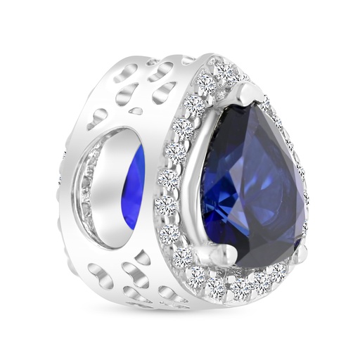 [BCB01SAP00WCZA213] Sterling Silver 925 CHARM Rhodium Plated Embedded With Sapphire Corundum And White CZ