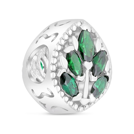 [BCB01EMR00000A214] Sterling Silver 925 CHARM Rhodium Plated Embedded With Emerald