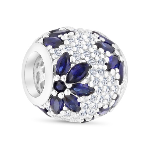 [BCB01SAP00WCZA216] Sterling Silver 925 CHARM Rhodium Plated Embedded With Sapphire Corundum And White CZ