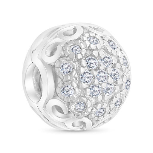 [BCB01WCZ00000A221] Sterling Silver 925 CHARM Rhodium Plated Embedded With White CZ
