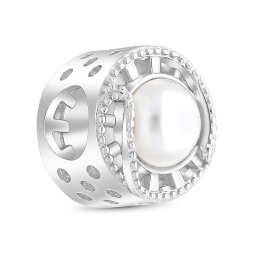 [BCB01PRL00000A227] Sterling Silver 925 CHARM  Rhodium Plated Embedded With White Shell Pearl