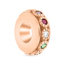 Sterling Silver 925 CHARM Rose Gold Plated Embedded With Sapphire Corundum , Ruby Corundum , Emerald Zircon And White CZ
