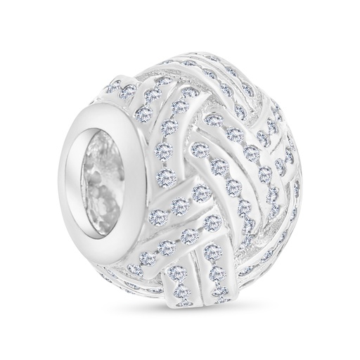 [BCB01WCZ00000A277] Sterling Silver 925 CHARM Rhodium Plated Embedded With White CZ