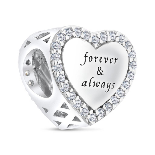 [BCB01WCZ00000A280] Sterling Silver 925 CHARM Rhodium Plated Embedded With White CZ