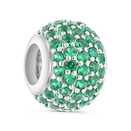 [BCB01EMR00000A283] Sterling Silver 925 CHARM Rhodium Plated Embedded With Emerald