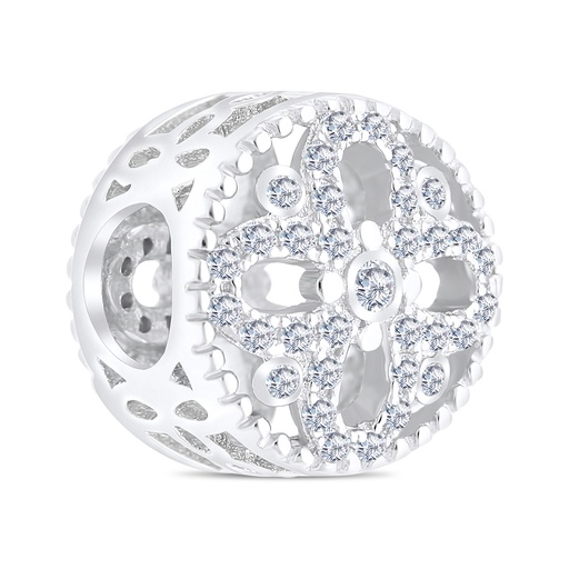 [BCB01WCZ00000A284] Sterling Silver 925 CHARM Rhodium Plated Embedded With White CZ