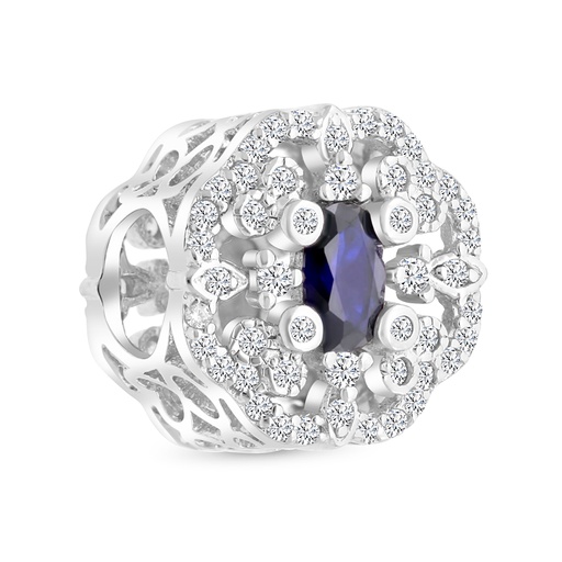 [BCB01SAP00WCZA289] Sterling Silver 925 CHARM Rhodium Plated Embedded With Sapphire Corundum And White CZ