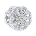 Sterling Silver 925 CHARM Rhodium Plated Embedded With Yellow Zircon And White CZ