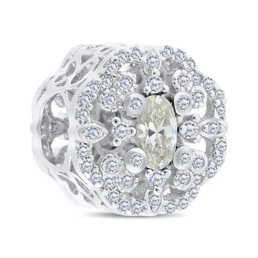 [PND01CIT00WCZA289] Sterling Silver 925 CHARM Rhodium Plated Embedded With Yellow Zircon And White CZ