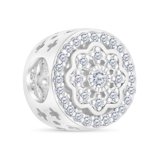 [BCB01WCZ00000A297] Sterling Silver 925 CHARM Rhodium Plated Embedded With White CZ